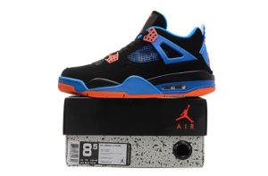 Nike Air Jordan 4 сине-черные с оранжевым (35-45)