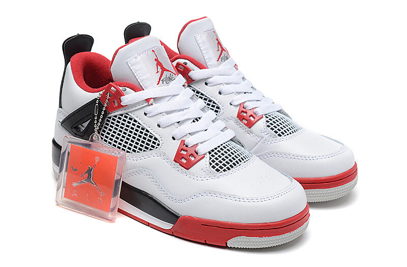 Nike Air Jordan 4 белые с красным (40 