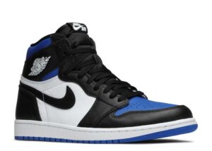 Nike Air Jordan 1 Retro High OG GS Royal Toe  бело-черные с синим кожаные мужские (40-44)